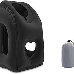 ExiBryony Inflatable Travel Pillow Sleeping Support Neck and Head Comfortably, Used for Airplane/Train/Office/Car, Anti-Asphyxiation (Black)-picture-46