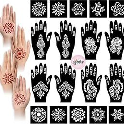 Apcute Temporary Mehndi Tattoo mehandi utensils Set of 18 pc Combo Pack Mehandi Stencils for Women, Girls And Kids, Easy To Use In Just 4 Steps-image-36