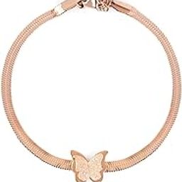 Danica Women’s Bracelet | Stainless Steal |Rose Gold and Gold Tone Open Kada with Star-Studded CZ Embellishments | Dainty, Dreamy & Slip-On Style | Perfect for Festive Looks, Gifting-image-35