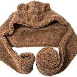 LR Decor E-Shop Women Fashion Hat Scarf Set Winter Warm Casual Cute Bear Ear Hat Long Scarf Brown-image-33