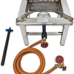 Amaru Single Burner Stainless Steel Square Chulha Canteen Bhatti Commercial Gas Stove - Silver, Manual With All Accessories (Medium-12x12x9)-image-60