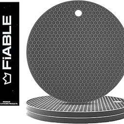 Premium Grade Silicone Trivet Mats - Non Stick, Non Slip, Scratch Proof, High Heat Resistant mats for Hot Pans | Pot Holder mats | 8mm Extra Thick for Dining and Kitchen - Set of 3 Grey-27