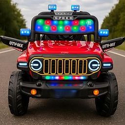 Storio Red 4x4 Battery Ride-on SUV for Kids – Remote & Manual Drive, 4WD Power, LED Lights, Music, Flashing Headlights, High-Capacity Battery.-26