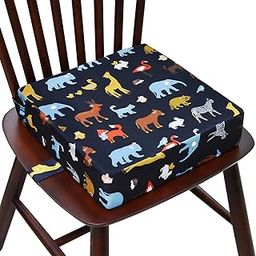 Toddler Booster Seat for Dining Double Straps Washable Portable Thick Chair Increasing Cushion for Baby Kids (Black)-image-38