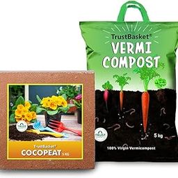 TrustBasket Organic Manure Combo of Vermicompost 5kg and Cocopeat 5kg for All Type Plants, Green-image-26