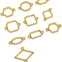 BanteyBanatey® Rakhi Bezels | Resin Bezel for Making Pendants | Rakhi, Bracelet, Earrings, DIY for Rakshabandhan Multipurpose Bezel use in Art and Craft (Pack of 10 pcs) Golden-image-10