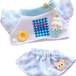 CALANDIS™ Doll Top Pants Set Fashion Cute Soft Pendant Doll Doll Clothes for 17cm Doll Blue-image-90
