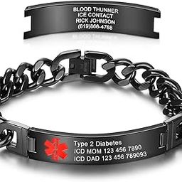 Personalized Emergency Medical Bracelets for Men Women for 7.5 to 8.5 Inches Free Engrave Medical ID Bracelets for Men Women Tag Stainless Steel Medical Alert Bracelets-image-28