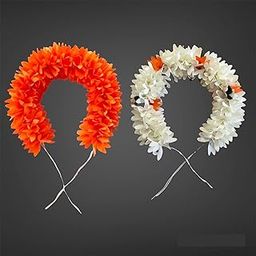 HIMMU's FASHION HUB (30 Cm Long) Artificial Jasmine Mogra Flower Hair Gajra Garland Juda Decoration Phool Mogra Band Gajra Realistic Juda Bun Hair Accessories For Women & Girls (White & Orange) (2)-image-26