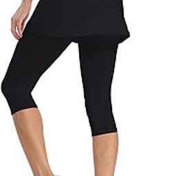 Womens UPF 50+ Skirted Capri Leggings Yoga Pants with Skirt Pockets for Tennis Running Workout Active-image-32