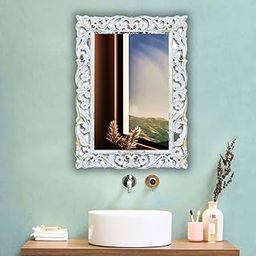 The Deqor Wood Frame Mirror for Wall/Rectangle Bathroom Wall Mirror 18x24 Inch/Mirror for Bathroom/Bedroom/Living Room/Dressing Room/Decorative/Vanity/Antique Wall Mirror Art/Wall Decor Item|CM1824A2-image-46