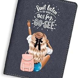 Printed Passport Cover for Girl | Grey Passport Cover Sleeve | Travel Passport Holder with Quote - Go See Edition for Women-image-4