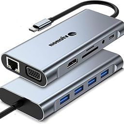 11-in-1 USB C Hub, Laptop Docking Station with HDMI VGA Ethernet Adapter, Full Functional USB C Dongle-image-62