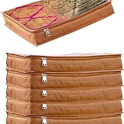 JD FRESH 6 Pcs Non-Woven Saree Covers For Storage/Saree Bags with Zip/Multi-Purpose Lehenga Storage Bag/Clothes Covers for Dresses/Sarees/Lehengas (16.5x13x3 Inch)-image-32
