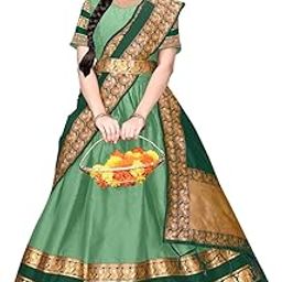 Flawsome Classy South Indian Art Silk Multicoloure Lehenga Choli With Dupatta set-picture-39