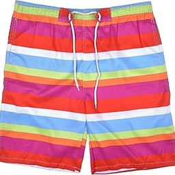 Men's Striped Swim Shorts with Pockets, Adjustable Drawstring,Fashionable, Trendy, Quick-Dry Fabric & Comfortable Fit – Beach & Pool Wear - Multicolour- 36 Size-image-96
