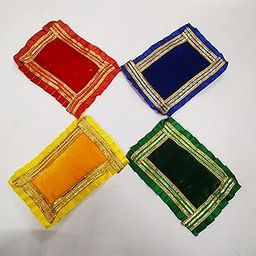 Any Fashion Plain Velvet gaddi/aasan/Quilts/Bed/Mattress for All god and Goddess (Pack of 4) (Size 0)-image-43