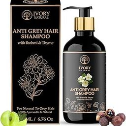 Ivory Natural Grey Hair Shampoo (200ml) - Ayush Ministry Certified - For Nature-Inspired Grey Coverage and Revitalization | For Both Men & Women-image-33