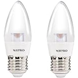 wipro Garnet 3 W E27 Base Clear Candle LED Culb | Warm White (2700K) | Pack of 4 | Clear optics for sparkling effect | LED Filament Bulb for Home, office, chandellior, decorative lamp shade-4