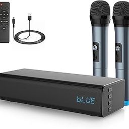 Pyle Experience Immersive Sound Bluetooth Soundbar - 20W Mini Sing Bar Audio System w/ 2 Wireless Microphones & Remote Control for Home Theater, Gaming, Projector - USB/AUX Compatible-image-3