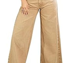 Beige Low Waist Wide Leg Baggy Jeans-image-32