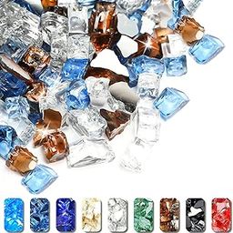 Grisun Fire Glass for Fire Pit, 1/2 Inch 9.5 Pounds High Luster Reflective Tempered Glass Rocks for Natural or Propane Fireplace, Safe for Outdoors and Indoors-image-38