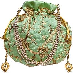 CRAFTY WHEELSFancy Potli Pouch, Clutch For Women's Ethnic Wear, Batwa Bag With Handle For Gift Packing/Accessories/Bridal Wear/Fancy Purse-image-32