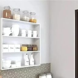 FURNIFOX Engineered Wood Multipurpose Wall Mounted Kitchen Storage Shelf Rack for Spice Boxes (White)-11