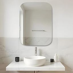 Amazon Basics Frameless Rectangular Wall Mirror, 18 x 24 Inch, Unframed Mirror with Beveled Smooth Edges, for Bathroom, Dressing Room, Bedroom, Living Room & Entryway-2