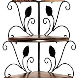 VudRtyst Antique Wooden & Wrought Iron Corner Shelf, 3-Tier Wall-Mounted Home Rack for Office & Décor, Space-Saving Display Unit for Living Room, Kitchen, Corner Shelf-image-53