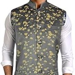 Rose Jacquard Nehru Jacket for Men - Wedding Jacket for Men-image-51