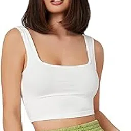 istyle can Women's & Girls' Solid Ribbed Square Neck Slim Fit Crop Tank Tops | Solid, Square Neck, Sleeveless, Crop Top, Gym Top | Top for Women-picture-0