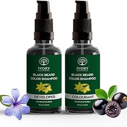 Ivory Natural Beard Black Color Shampoo (30ml Each) - Get Instant Black Moustache & Beard - Plant-Based Dye | With Natural Herbs - Can be Used Multiple Times | Free Gloves inclued-36