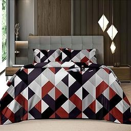 TANISHA HOME DECOR Super King Size Bedsheet, 108X120 Inch, 10 Feet Bedsheet, 240 TC Soft Rich Glace Cotton Fabric, XXXL Size with 2 Pillow Covers (Rust & Wine)-picture-23