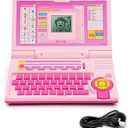 Gooyo GY-1105P Plug & Play English Learner Educational Laptop Toy with 20 Learning & Playing Activities | Pink Color, Dual Power Supply Source: Micro USB Cable (Included) & 3xAA Battery (Not Included)-15