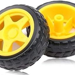 SP Electron Robot Durable Rubber Tyre Yellow wheel 65mmX30mm for BO DC Motor (Pack of 2)-25