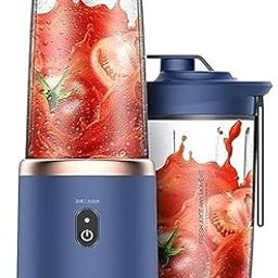 TASTORA Portable Mini Blender with 6-Blade Design, Double Travel Cups, Personal Smoothie Maker, Navy Blue-image-31