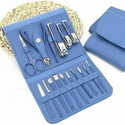 THAVIX Stainless Steel Professional Manicure Set Nail Cutter || Women Nail Scissors Luxury Grooming Kit Manicure Pedicure Kit || Women Nail Art Remover needle (Multicolor) (16 IN 1 Manicure Set)-image-84