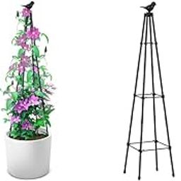 HASTHIP® 120CM Trellis for Climbing Plants Plastic Climber Support Adjustable Triangle Creeper Sticks for Clematis Roses Ivy 2PCS-image-1