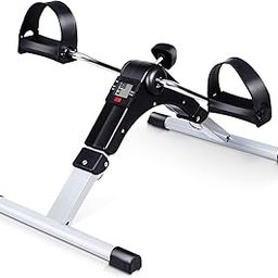 LRK Folding Pedal Exerciser, Adjustable Resistance Mini Exercise Bike Lightweight Indoor Foot Peddler Desk Bike with Electronic Display for Arms and Legs (Black with LCD Display)-77