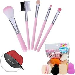 (Pack of 12) Grooming & Beauty Routine 5in1 Brush, Lipstick, 6Pcs Puff-image-17
