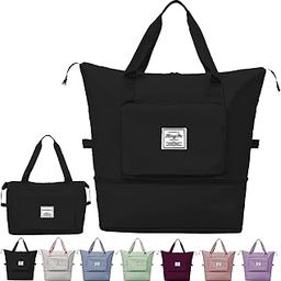 Large Capacity Folding Travel Bag,Portable Foldable Travel Lightweight Waterproof Oxford Fabric Duffel Bag Carry Luggage Bag for Expandable Weekender Sports, Gym, Vacation, Black-image-59