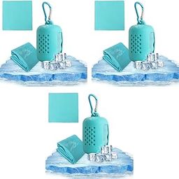 Proberos® Quick Dry 40x40cm Cooling Towel for Gym Outdoor Cool Microfiber Sweat Men Women Yoga Portable Pocket Face with Silicone Box Carabiner Green 3 PCS-image-37