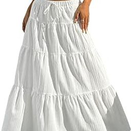 Women’s Georgette Ruffle Hem Long Flared Skirt Lightweight Soft Fabric| High-Waisted Ruffled Maxi Plain and Pleated Skirt-image-39