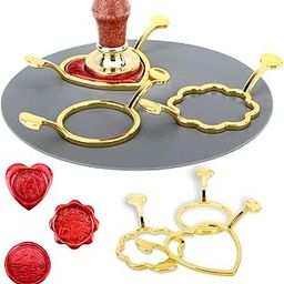 DOSTK 3-Pack Metal Wax Seal Molds with Round, Flower, Heart Shapes for 1 Inch Wax Seal Stamp, Silicone Mat, DIY Craft Adhesive Waxing for Wedding Invitations, Envelopes, Cards, Gifts, Wine Wrapping-image-11