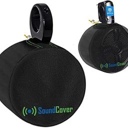 2 Black Heavy Duty Marine Speaker Covers for Round 4" and 5" Boat ATV Wakeboard Tower Pod Speakers - Fits Boss, Rockville, Kicker, Pyle & NOAM NUTV5 Speakers, Sold in Pairs (H 7.9" x W 7.9" x D 8.3")-picture-13