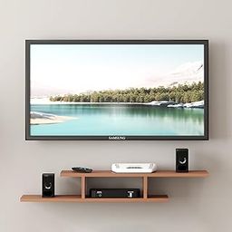 Axcel Wooden TV Entertainment Unit - Wall Set Top Box Shelf Stand - TV Cabinet for Living Room (Walnut), 10cm x 90cm-image-47