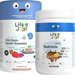 Little Joys Brain Development Kit (7-12 Years) | With NutriMix (350g) & Brain Health Gummies (30 day pack) | DHA-Packed Kit for Better Focus & Memory-image-5