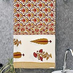 MAFATLAL Bath Towel, 100% Cotton Premium Waffle Towel for Large Size (147x76 cms), Light Weight, Quick Dry, Hand Printed,Floral Designs & Craft, Super Absorbent Towel – Large (Madhuban Collection)-image-2
