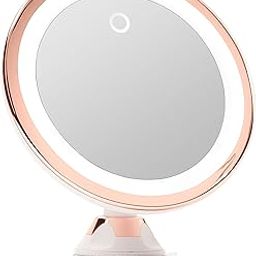 Fancii 10X Magnifying Makeup Mirror with True Natural Light and Locking Suction - 8 inch Large Lighted Travel Vanity Mirror, Dimmable Daylight LEDs, Battery and USB Operated - Luna (Rose Gold)-34